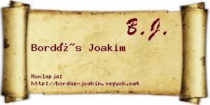 Bordás Joakim névjegykártya